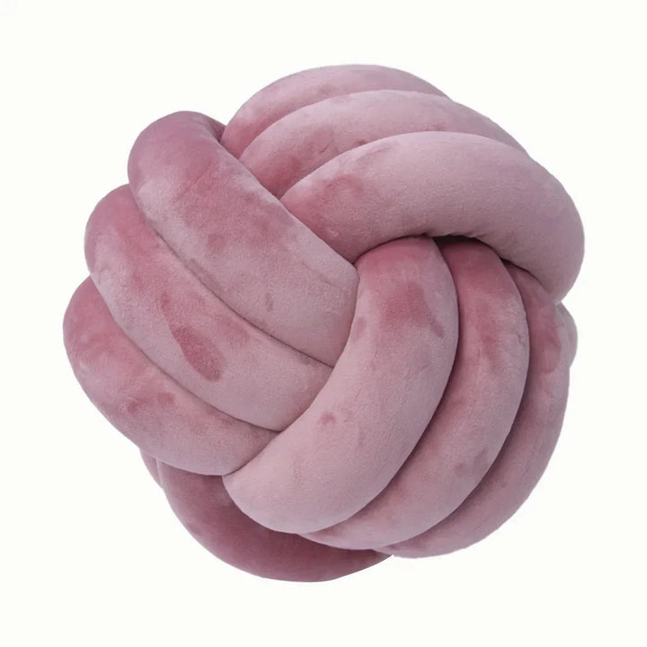 Soft Decorative Cushion with Knotted Ball in Suede Look-Orizon Depot