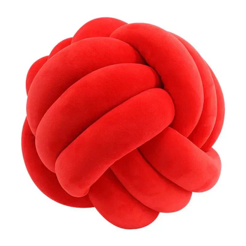 Soft Decorative Cushion with Knotted Ball in Suede Look-Orizon Depot