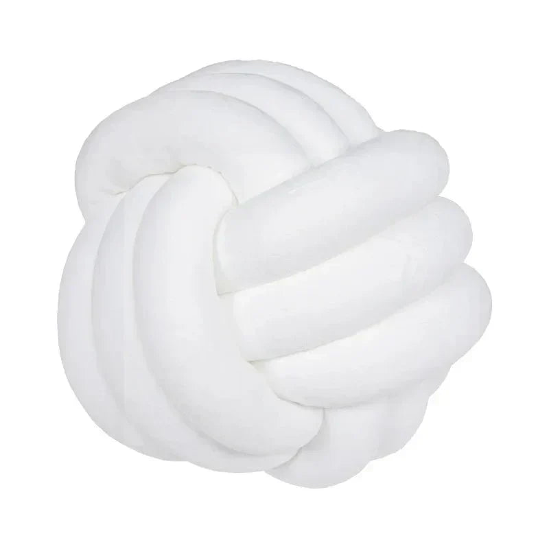 Soft Decorative Cushion with Knotted Ball in Suede Look-Orizon Depot