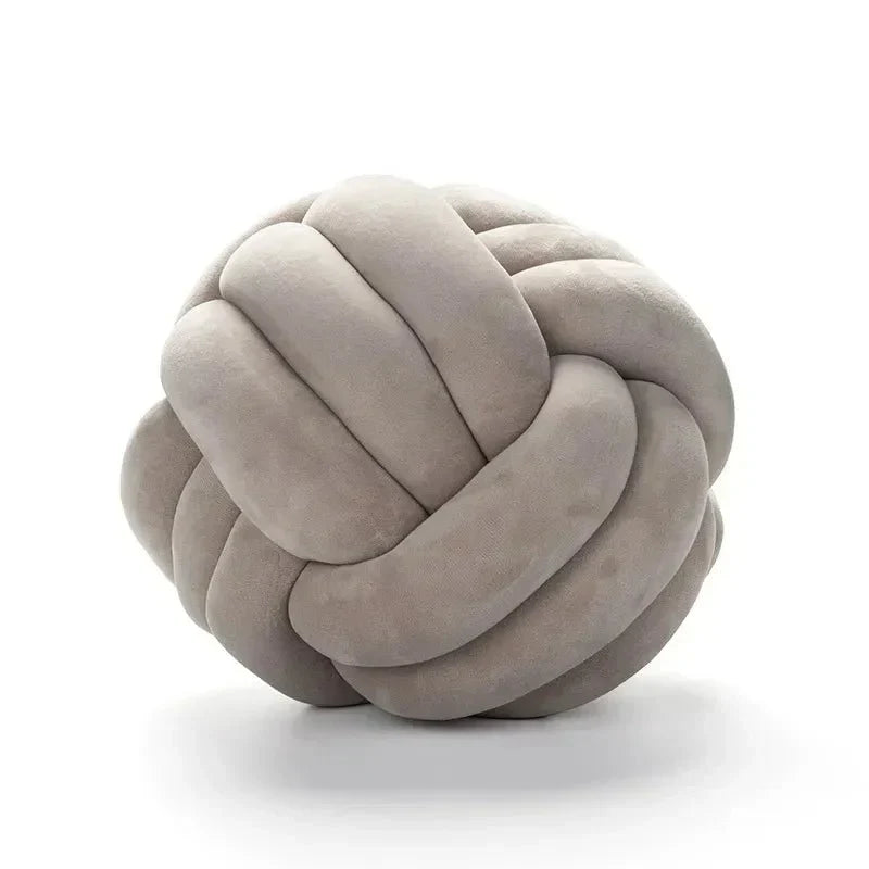 Soft Decorative Cushion with Knotted Ball in Suede Look-Orizon Depot