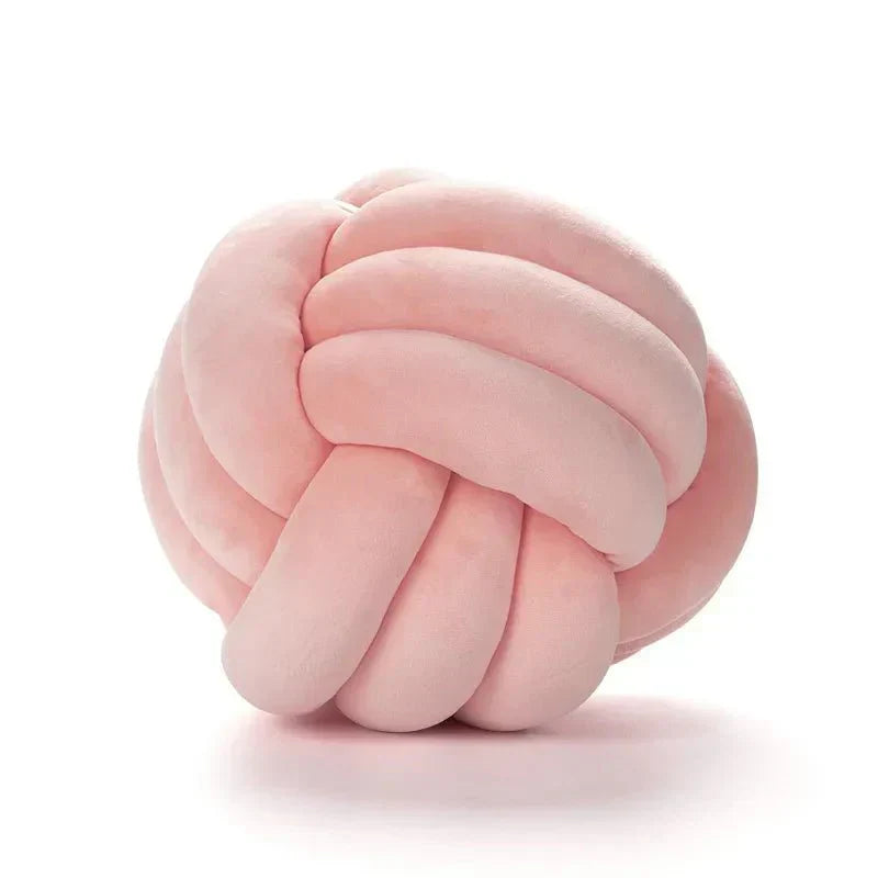 Soft Decorative Cushion with Knotted Ball in Suede Look-Orizon Depot