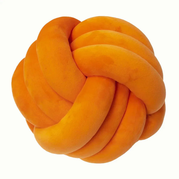 Soft Decorative Cushion with Knotted Ball in Suede Look-Orizon Depot