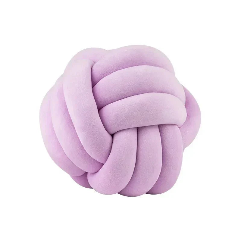 Soft Decorative Cushion with Knotted Ball in Suede Look-Orizon Depot