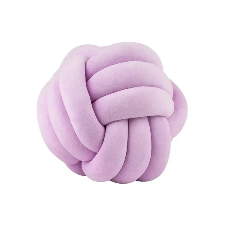 Soft Decorative Cushion with Knotted Ball in Suede Look-Orizon Depot