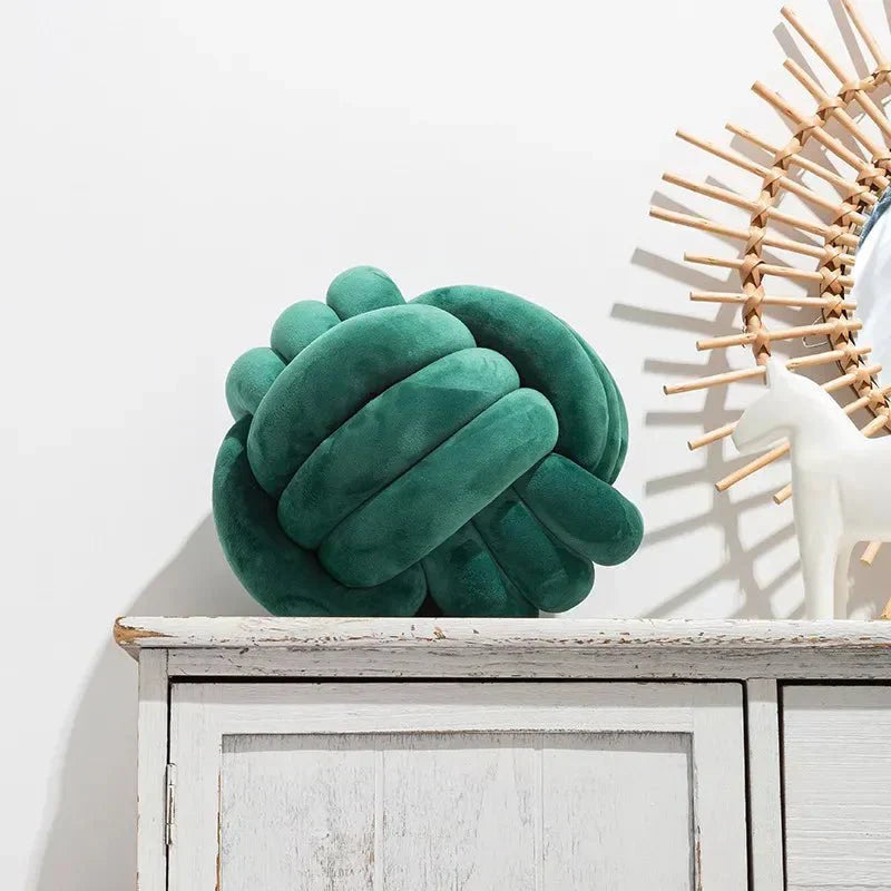 Soft Decorative Cushion with Knotted Ball in Suede Look-Orizon Depot