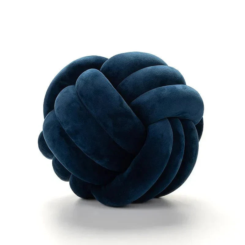 Soft Decorative Cushion with Knotted Ball in Suede Look-Orizon Depot