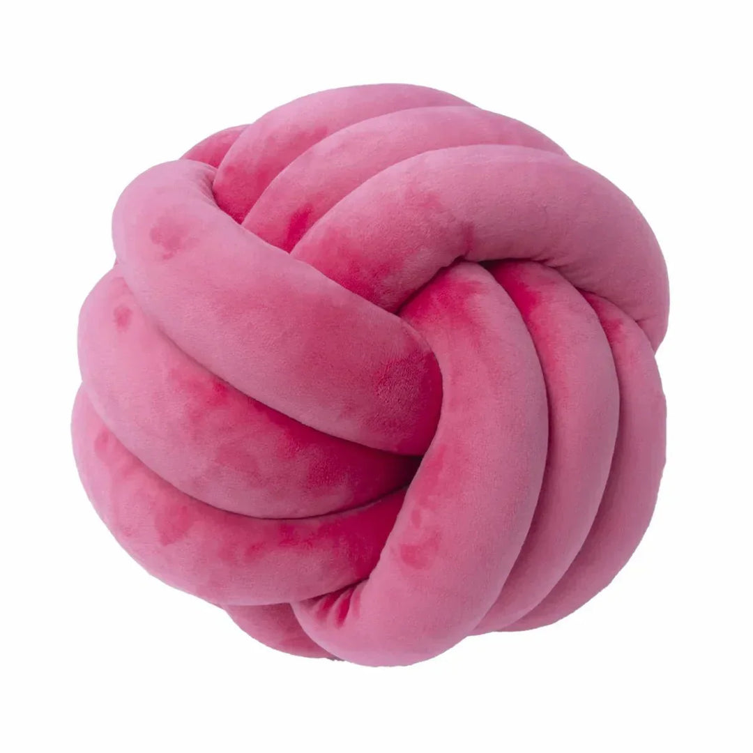 Soft Decorative Cushion with Knotted Ball in Suede Look-Orizon Depot