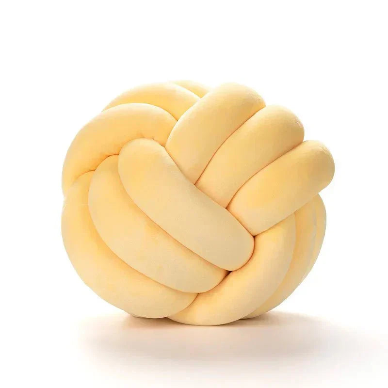 Soft Decorative Cushion with Knotted Ball in Suede Look-Orizon Depot