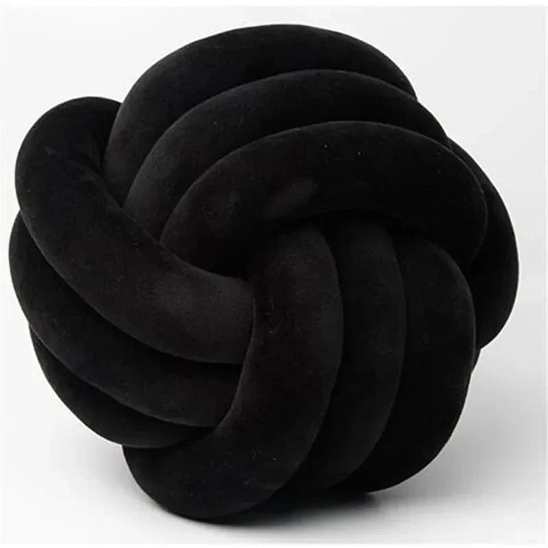 Soft Decorative Cushion with Knotted Ball in Suede Look-Orizon Depot