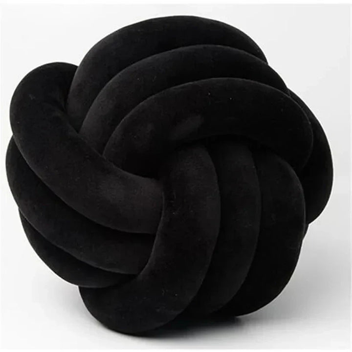Soft Decorative Cushion with Knotted Ball in Suede Look-Orizon Depot