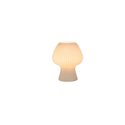Vintage Ribbed Glass Mushroom Bedside Table Lamp for Home Decor