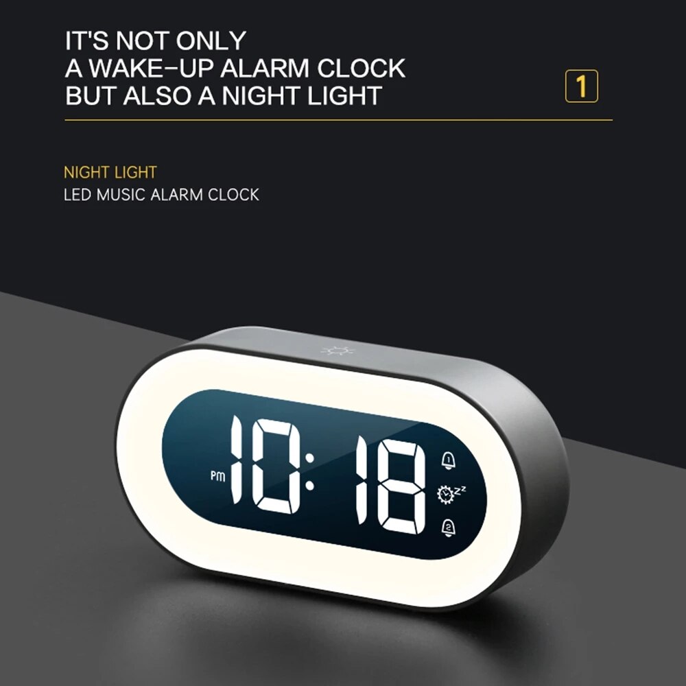 Digital Alarm Clock with Night Light - Lumino Features-Orizon Depot
