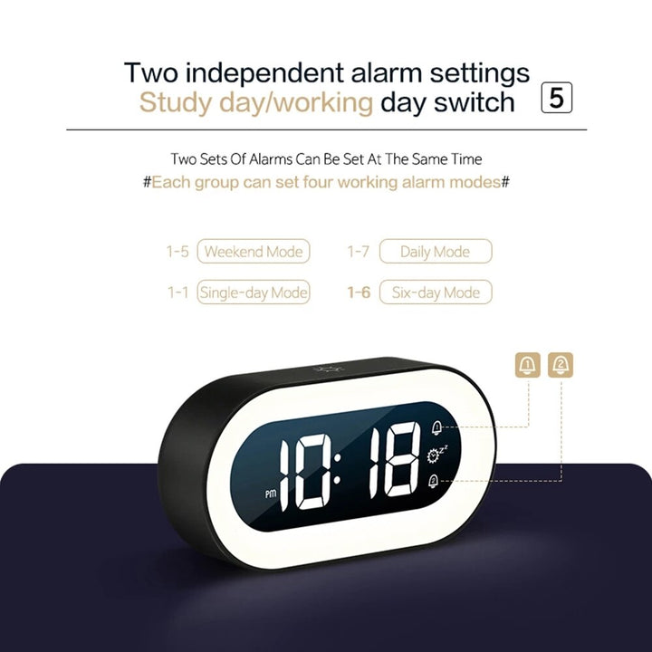 Digital Alarm Clock with Night Light - Lumino Features-Orizon Depot
