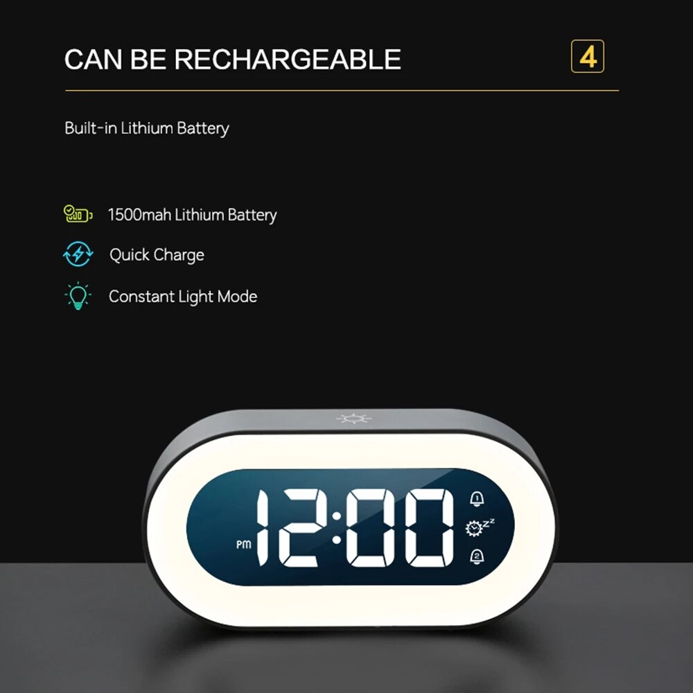 Digital Alarm Clock with Night Light - Lumino Features-Orizon Depot