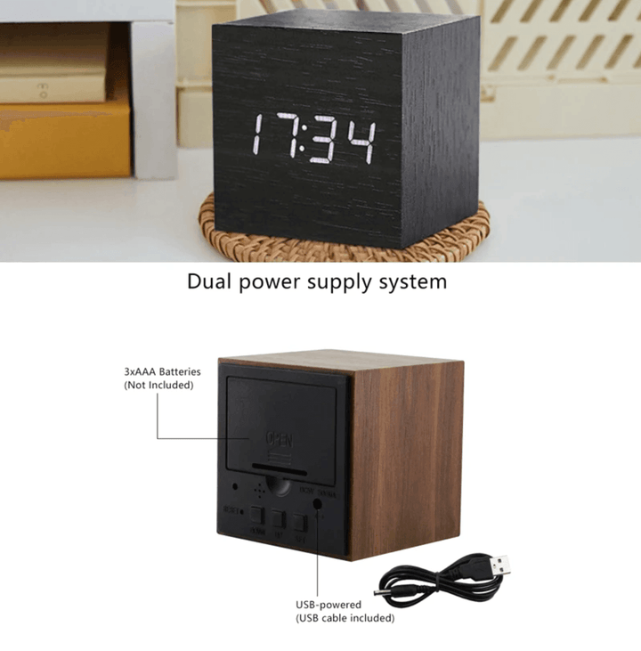 Digital Wood LED Clock for Home Decor and Timekeeping-Orizon Depot