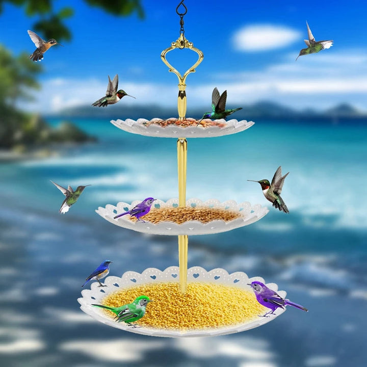 3-Tier Hanging Bird Feeder and Bath Set for Backyard Birds