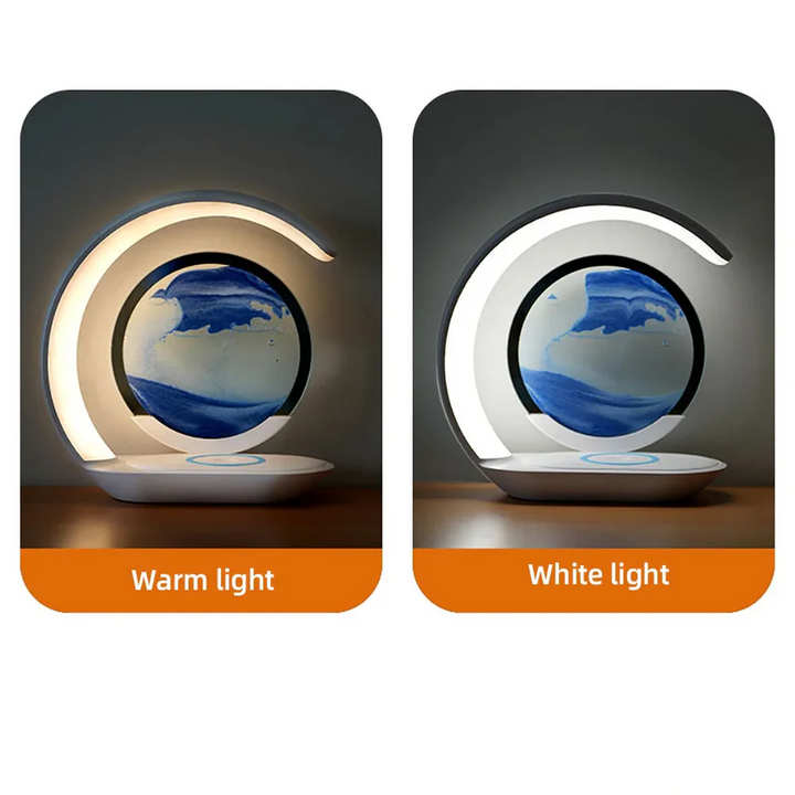 3D Sand Art Table Lamp with Wireless Charger and LED Light-Orizon Depot