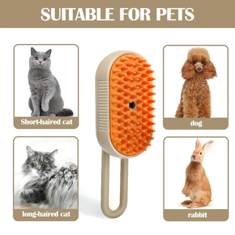 3-in-1 Pet Grooming Brush with Steam Cleaning Function