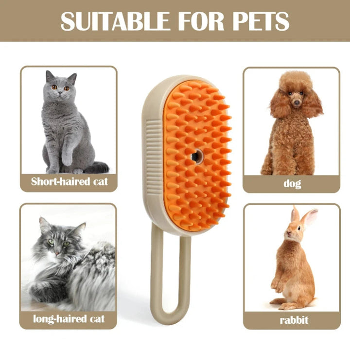 3-in-1 Pet Grooming Brush with Steam Cleaning Function