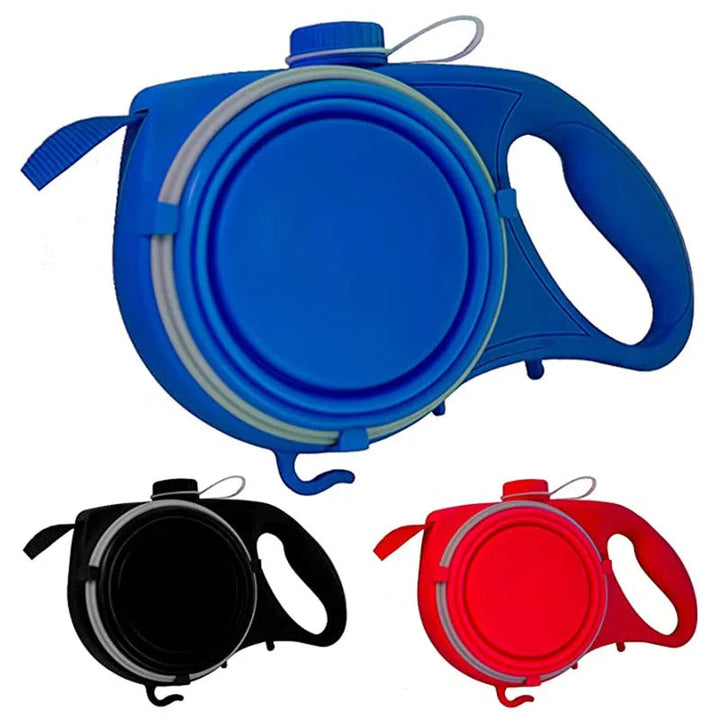 4-in-1 Multifunctional Dog Leash with Water Bottle and Food Bowl