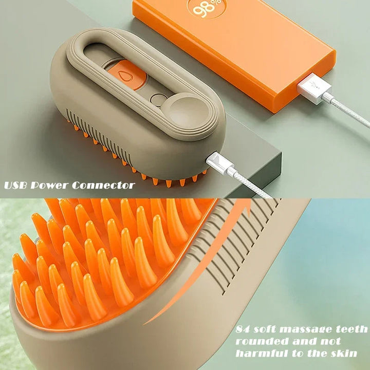 3-in-1 Pet Grooming Brush with Steam Cleaning Function