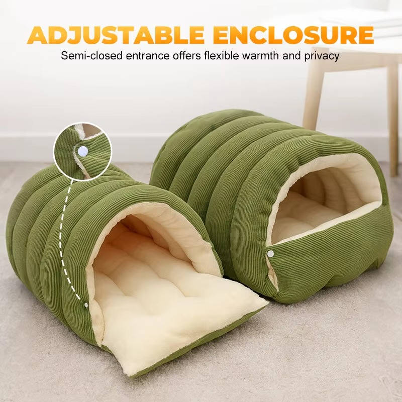 Washable Winter Closed Cat Bed with Removable Cover