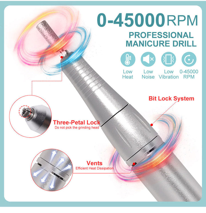 Professional 45000RPM Portable Electric Nail File with Rechargeable Battery-Orizon Depot