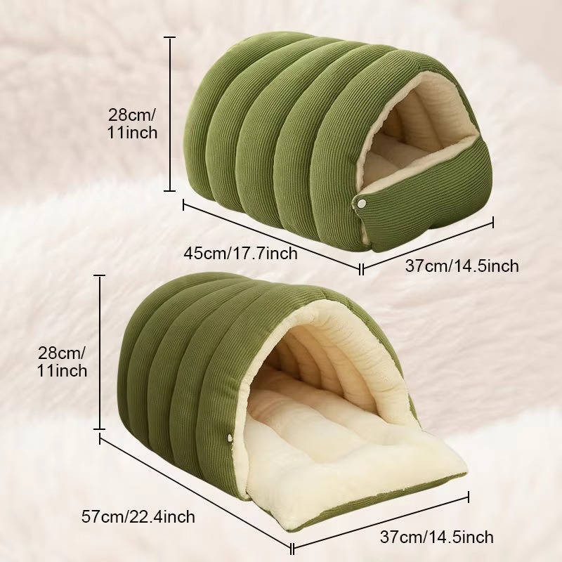 Washable Winter Closed Cat Bed with Removable Cover