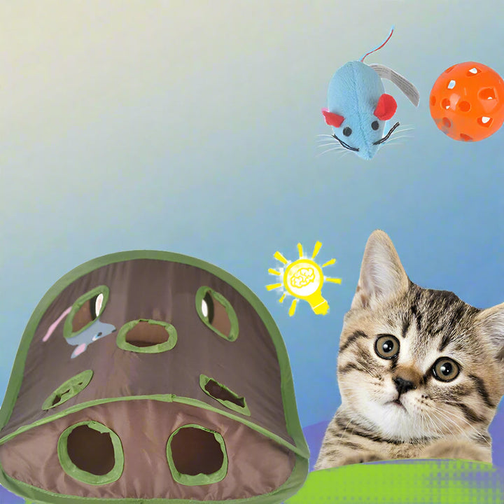 Interactive 9-Hole Cat Game with Mice for Fun Playtime