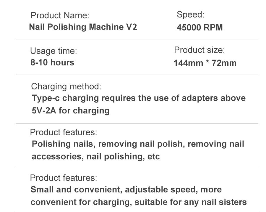 Professional 45000RPM Portable Electric Nail File with Rechargeable Battery-Orizon Depot