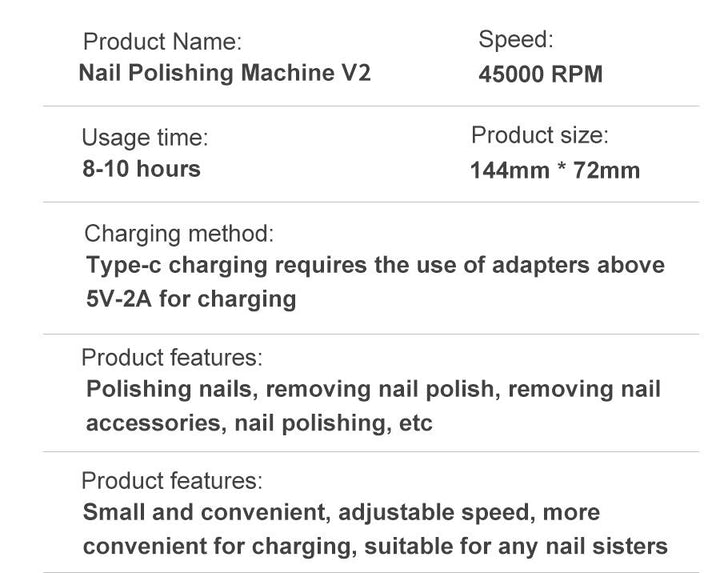 Professional 45000RPM Portable Electric Nail File with Rechargeable Battery-Orizon Depot
