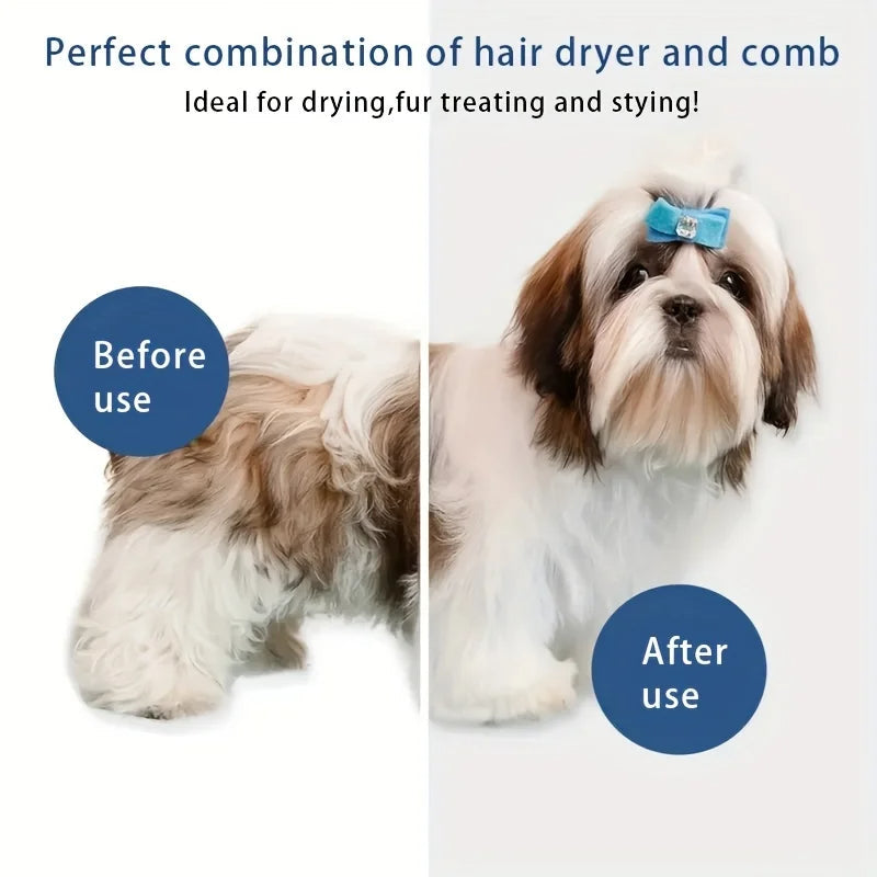 3-in-1 Pet Hair Dryer and Grooming Brush for Easy Grooming