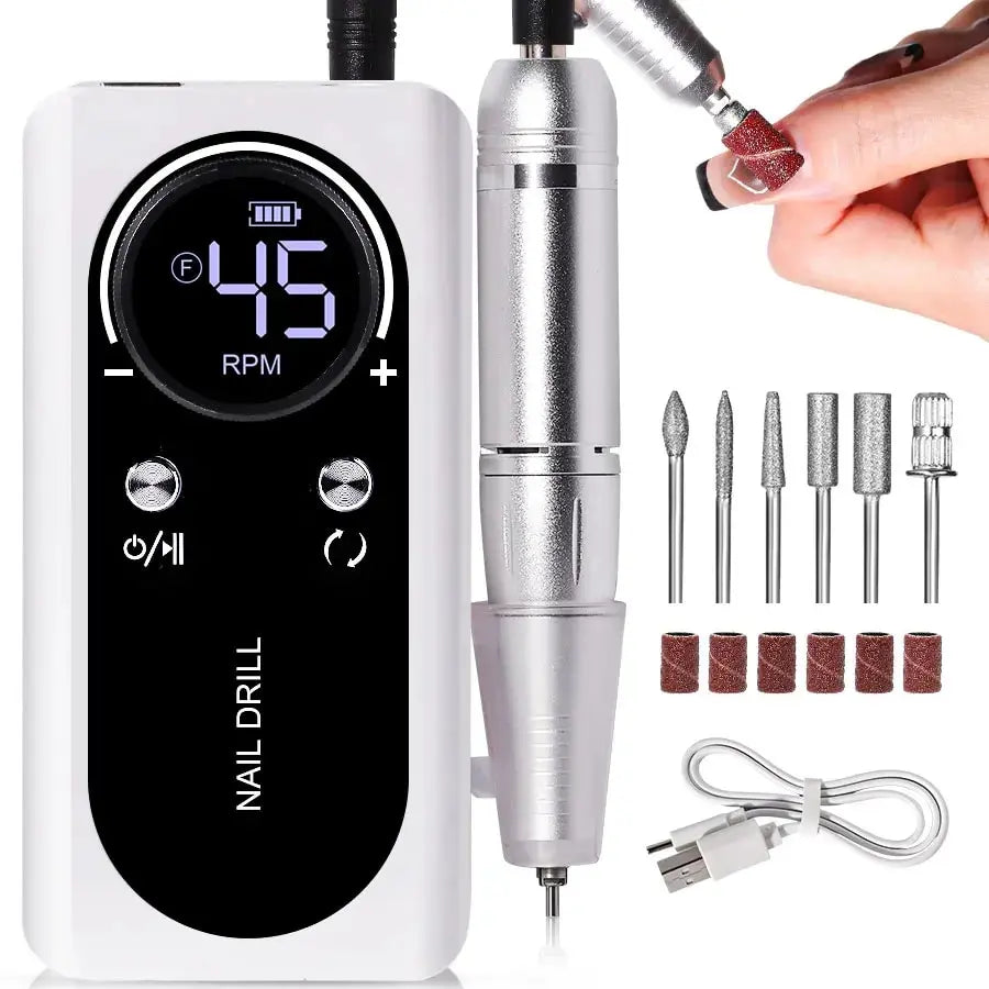 Professional 45000RPM Portable Electric Nail File with Rechargeable Battery-Orizon Depot