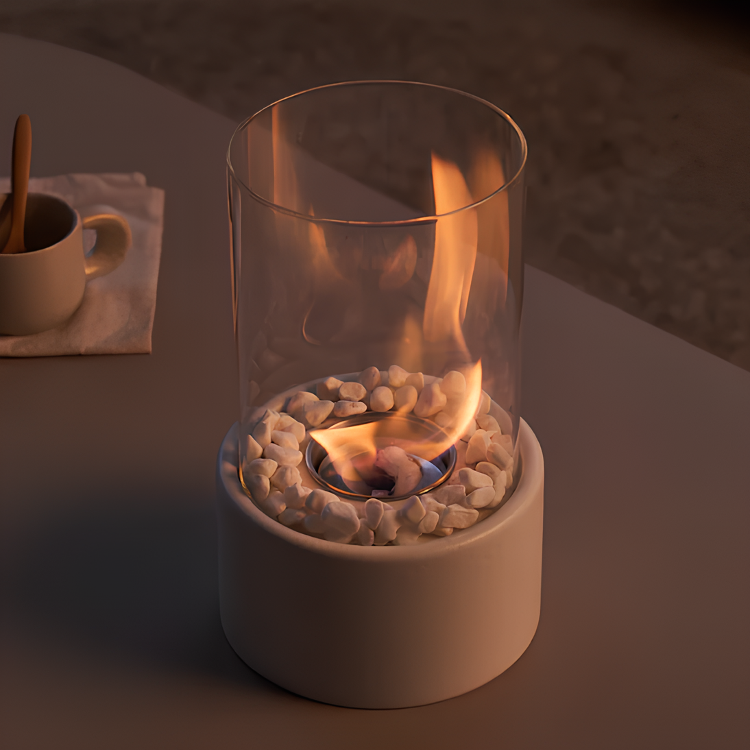 Stylish Ambient Table Lamp with Decorative Flame Effect