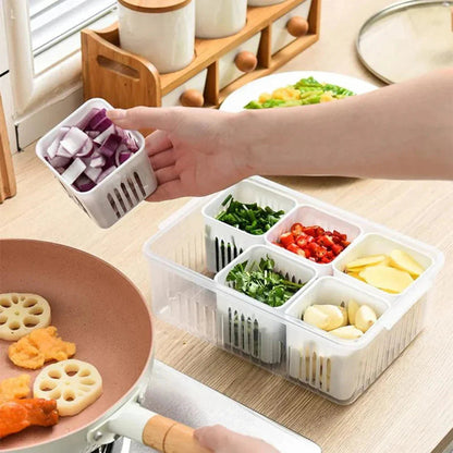 Moisture Control Refrigerator Storage Container with Stackable Tray