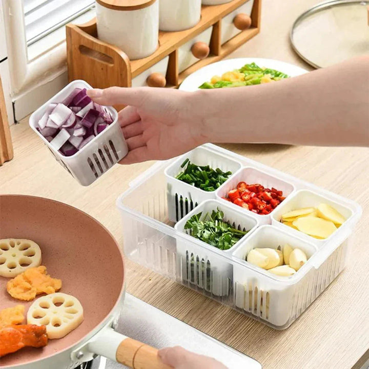 Moisture Control Refrigerator Storage Container with Stackable Tray