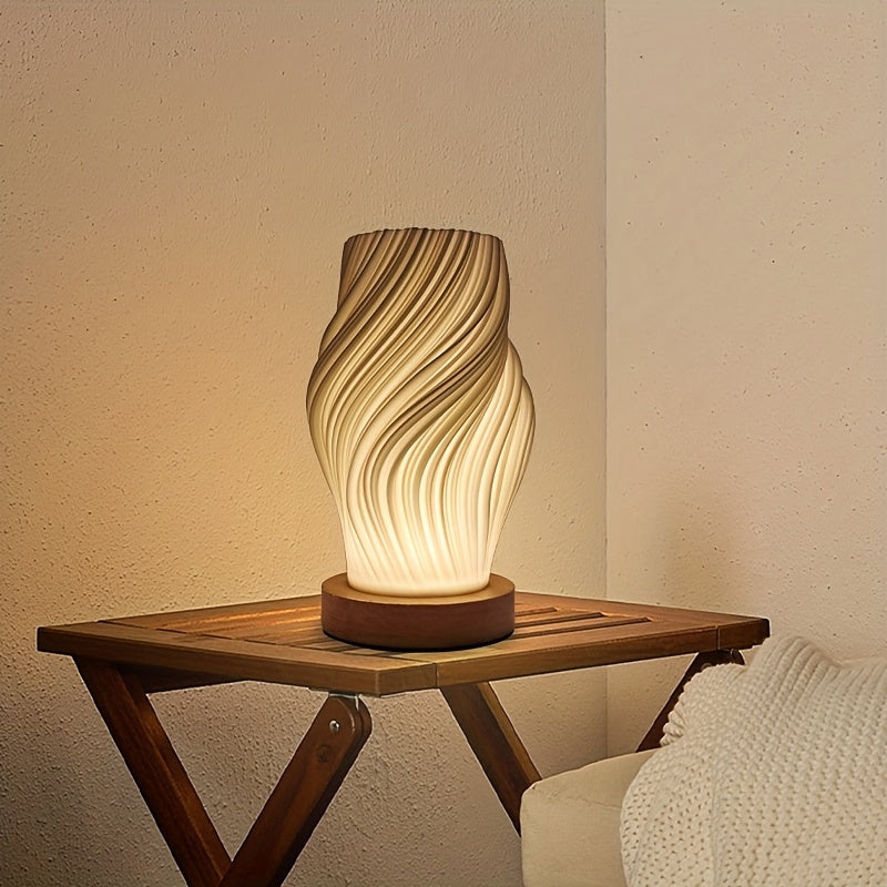 Minimalist Dimmable LED Swirl Table Lamp for Bedside & Desk