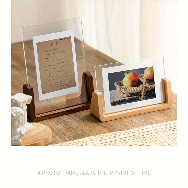U-Shaped Acrylic and Wood Photo Frame | Modern Minimalist Design