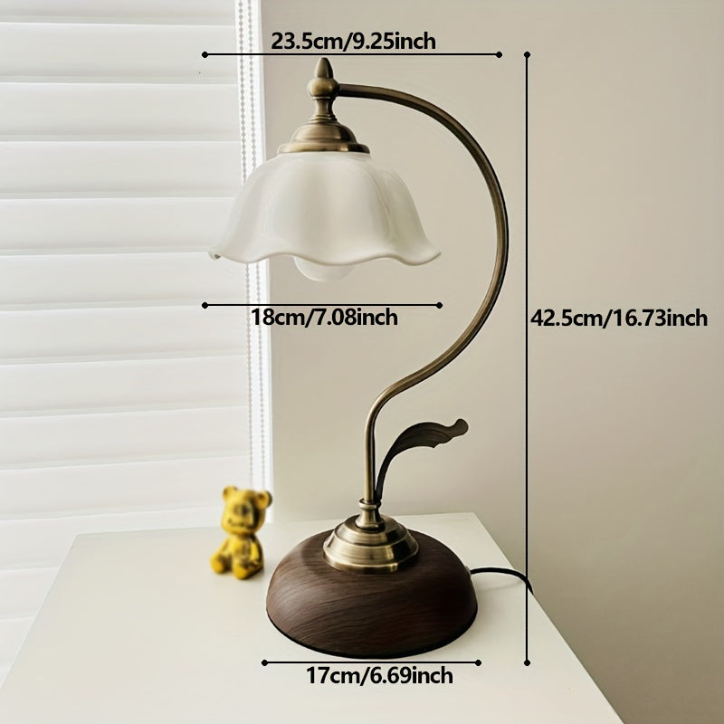 Antique Brass Goose Neck Table Lamp | USB Bedside Light