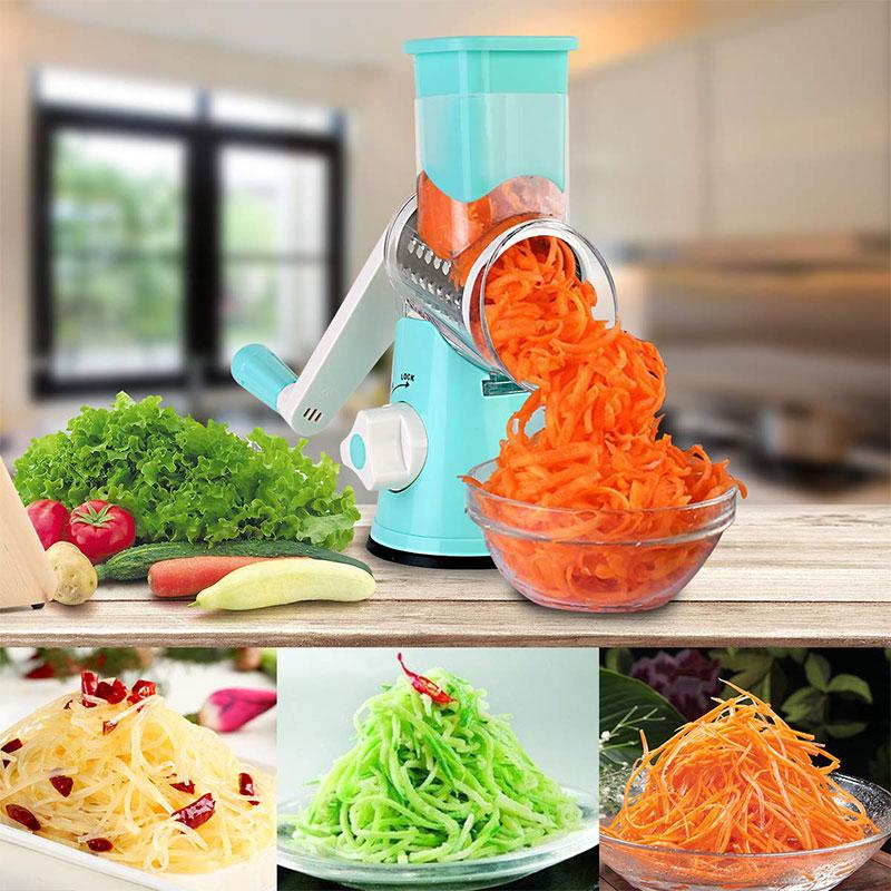 Vegetable Grater with Drum Blades and Non-Slip Suction Base