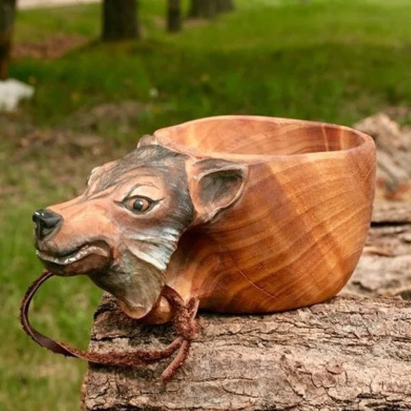 Handmade Wooden Cup - Wild Animal Design for Adventurous Hydration-Orizon Depot