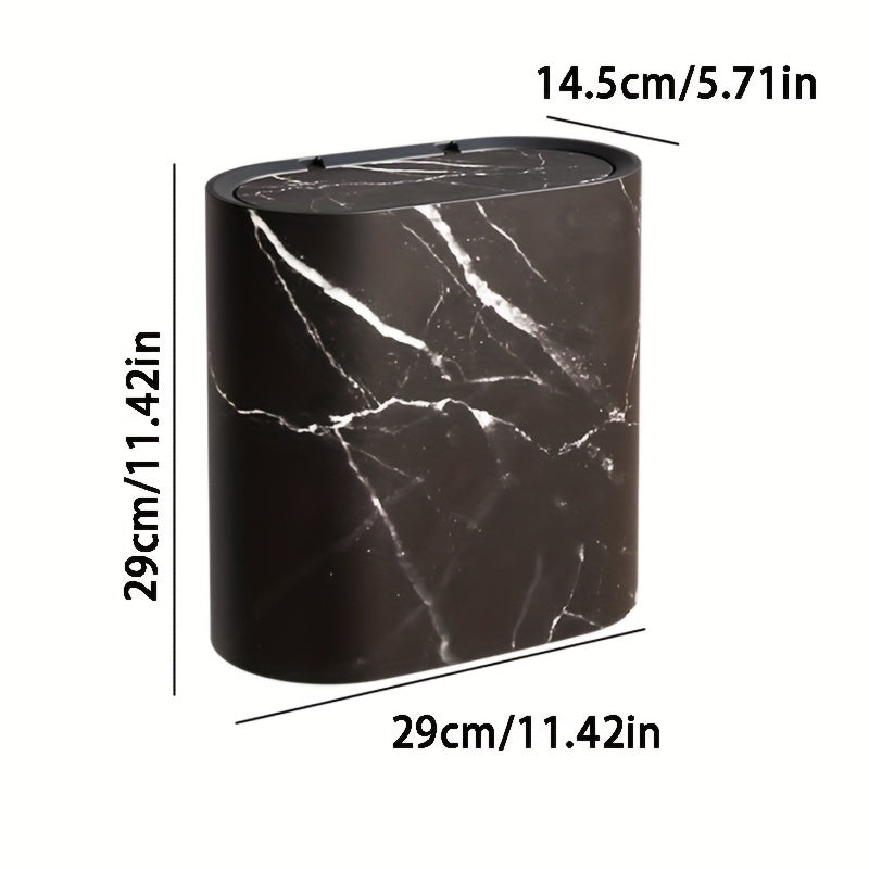 Stylish Marble Pattern Trash Can | Modern Bathroom & Kitchen Bin with Lid-Orizon Depot
