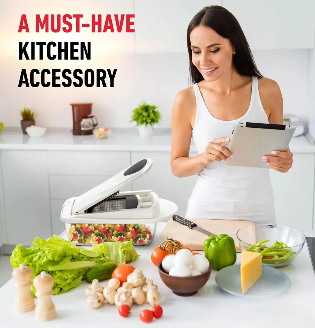 Vegetable Chopper for Slicing, Dicing, Grating with Safety Holder