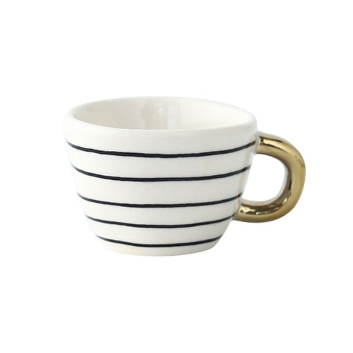 Geometric Pattern Cup with Gold Handle - Stylish Drinkware-Orizon Depot