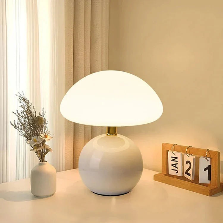 Elegant French Cream Mushroom Table Lamp for Home Decor