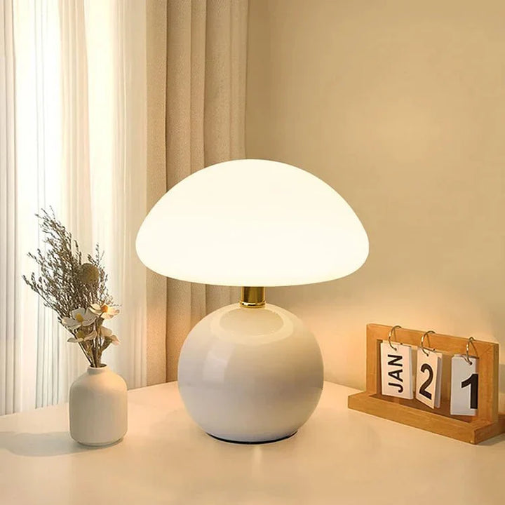 Elegant French Cream Mushroom Table Lamp for Home Decor