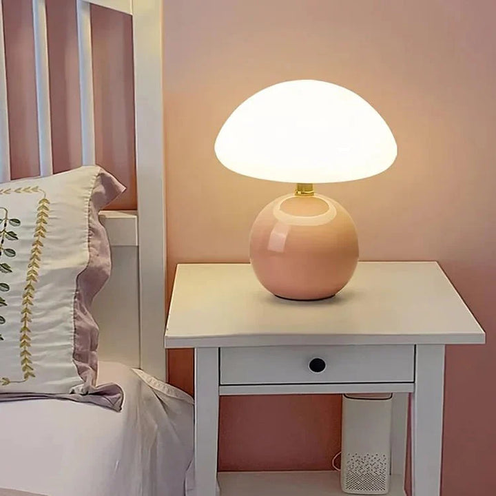 Elegant French Cream Mushroom Table Lamp for Home Decor