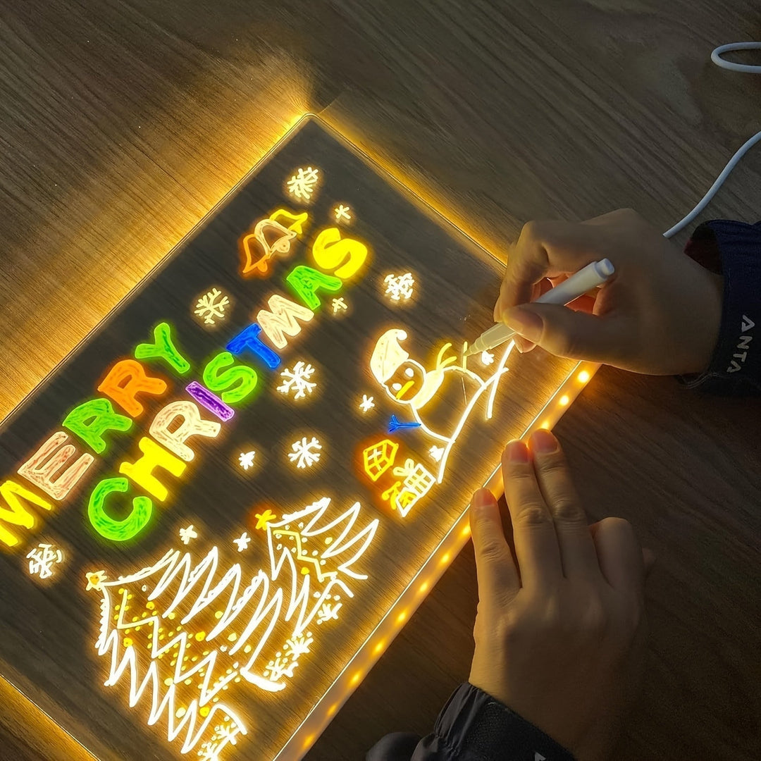 USB LED Noteboard with 12 Colored Pens - Bright Message Board for Home & Office-Orizon Depot
