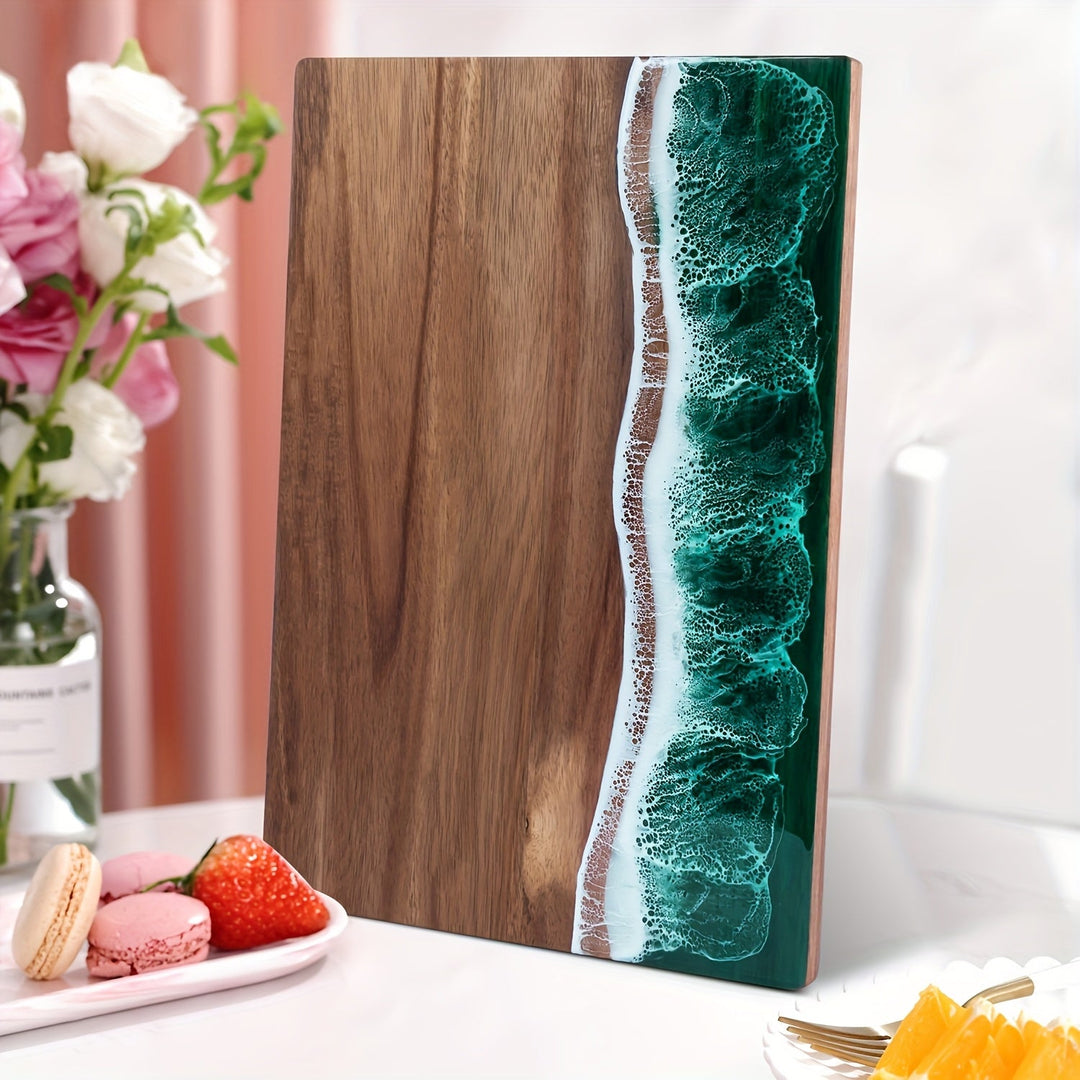 Ocean-Inspired Acacia Wood Cutting Board | Wave-Design Cheese & Serving Board-Orizon Depot