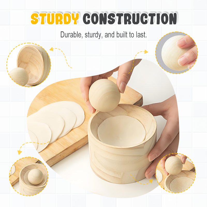 Dumpling Maker | Wooden Dough Press | Non-Stick Surface Tool